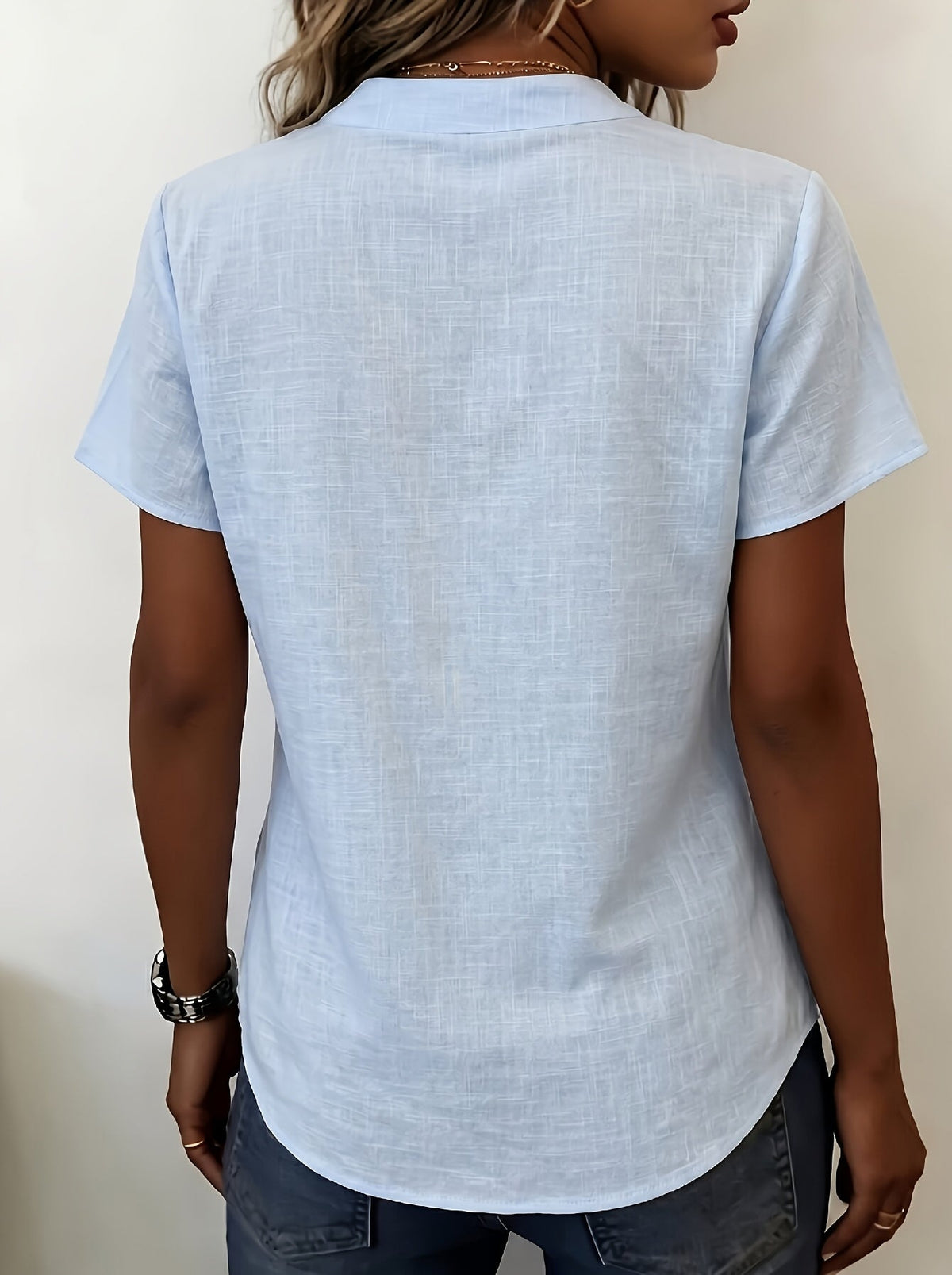 Salish – Kurzarm Bluse Mit Knöpfen
