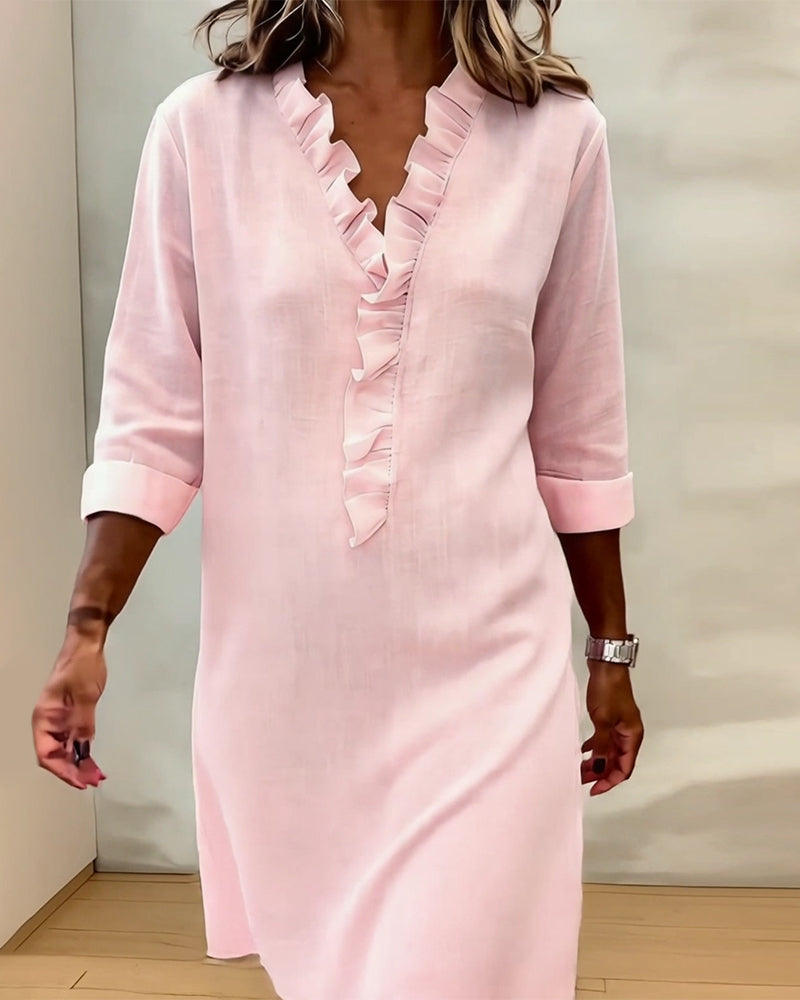 Dorelle - Luftiges Rüschen-Shirtkleid aus Leinen-Mix