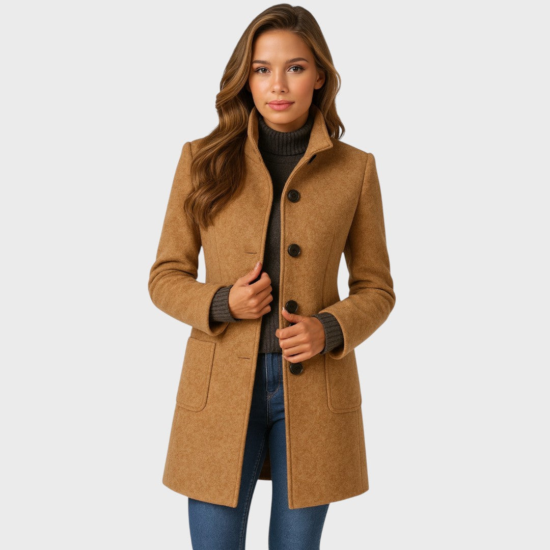 Ellarose – Eleganter Wollmantel Mit Knopfleiste