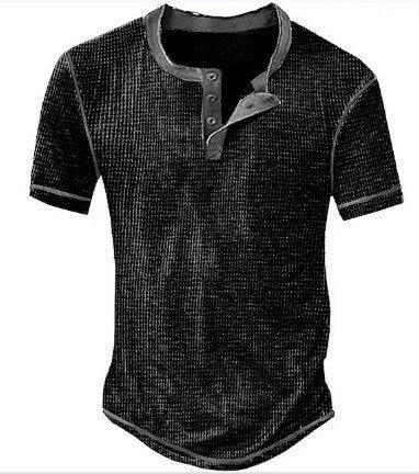 Lässiges Henley Oberteil Im Retro Farbblock Stil für Herren