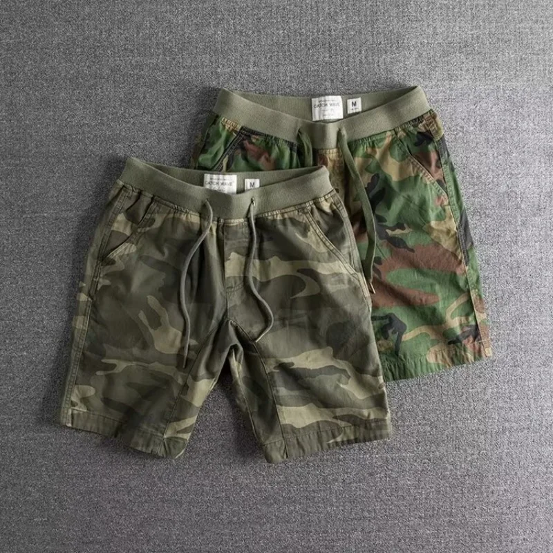 Dax | Herren Camo-Shorts Elastikbund Kurze Hose Sommer