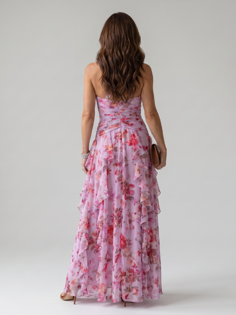 Nori | Halter Neck Rüschentop Floral Maxi Kleid