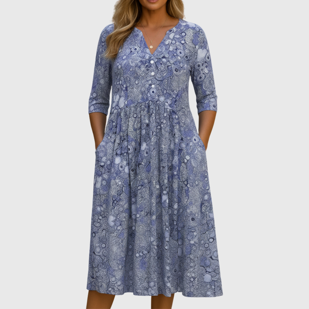 Harlow | Anmutiges V-Ausschnitt Eleganz Midi Kleid