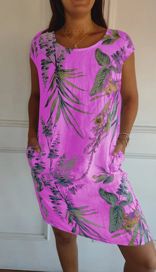Sommerkleid für Frauen mit Taschen und lebhaftem Druck