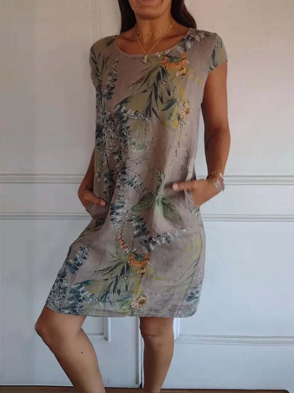 Sommerkleid für Frauen mit Taschen und lebhaftem Druck