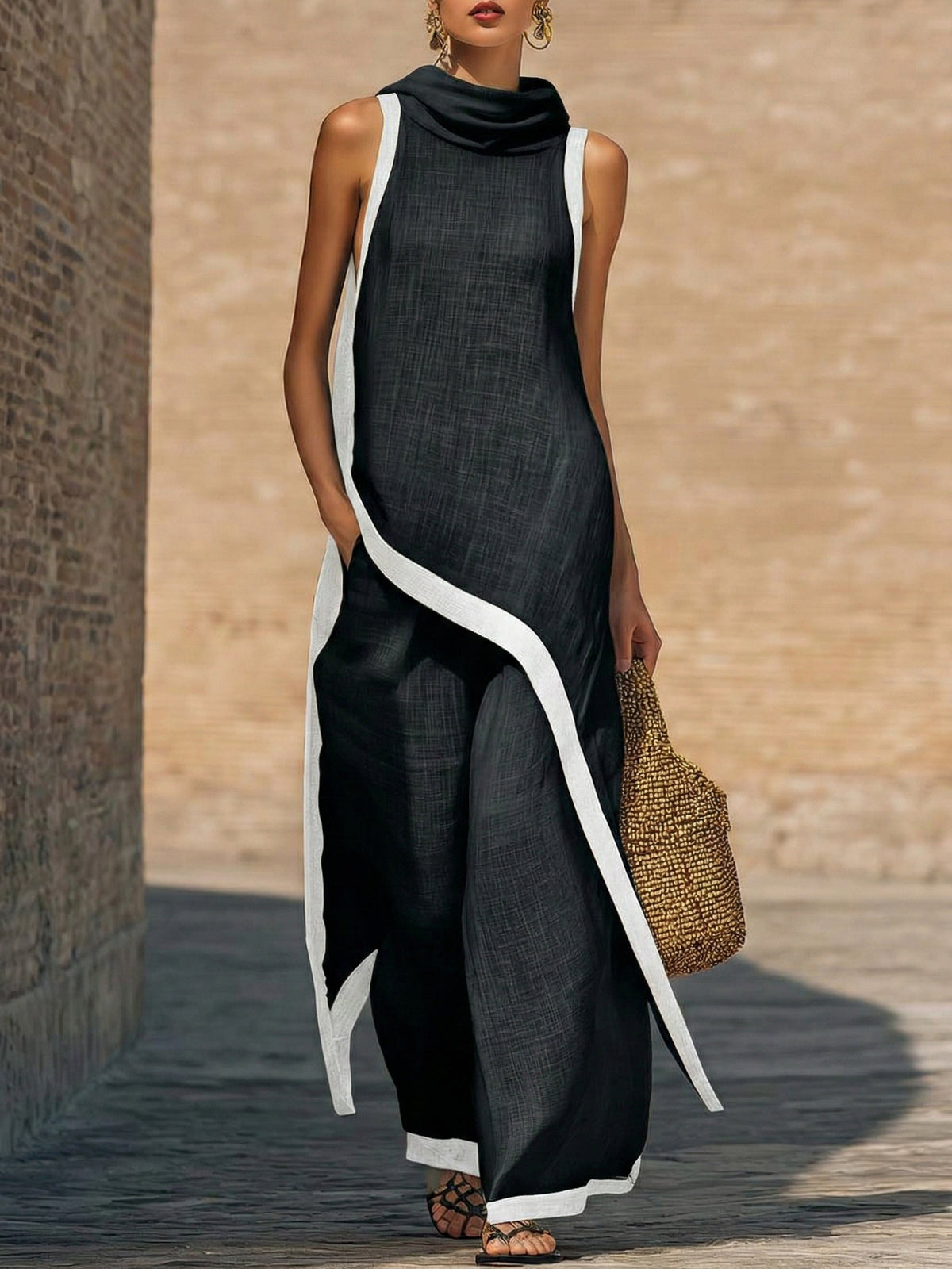 Maranta - Set aus asymmetrischer Tunika und Wide-Leg-Hose