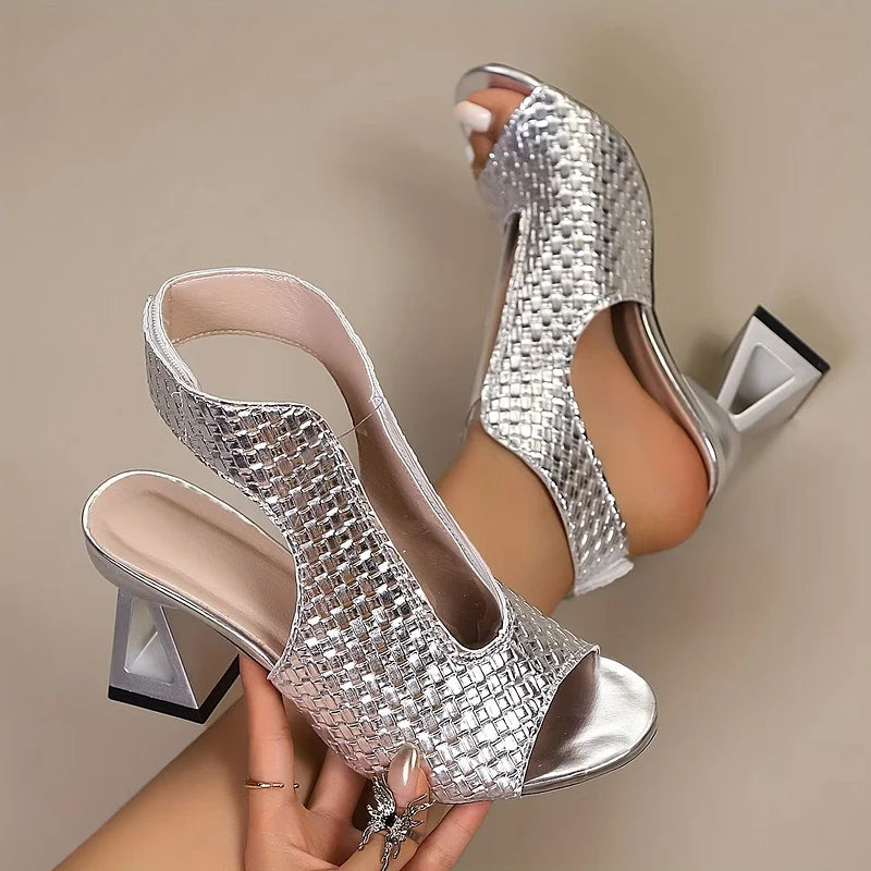 Dunnia – Eleganter Slingback Pumps Mit Gewebtem Obermaterial