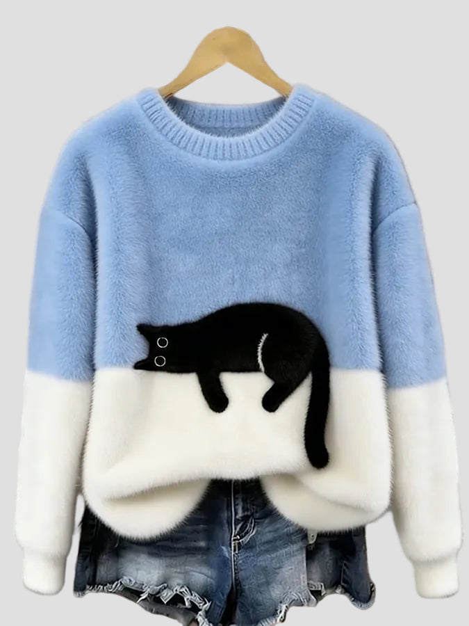 Luna | Damenpullover mit Katzenmotiv