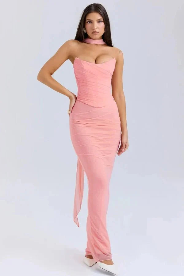 Hailey Ivory Champagne Toast Korsett-Top Trägerlos Satin Brautparty