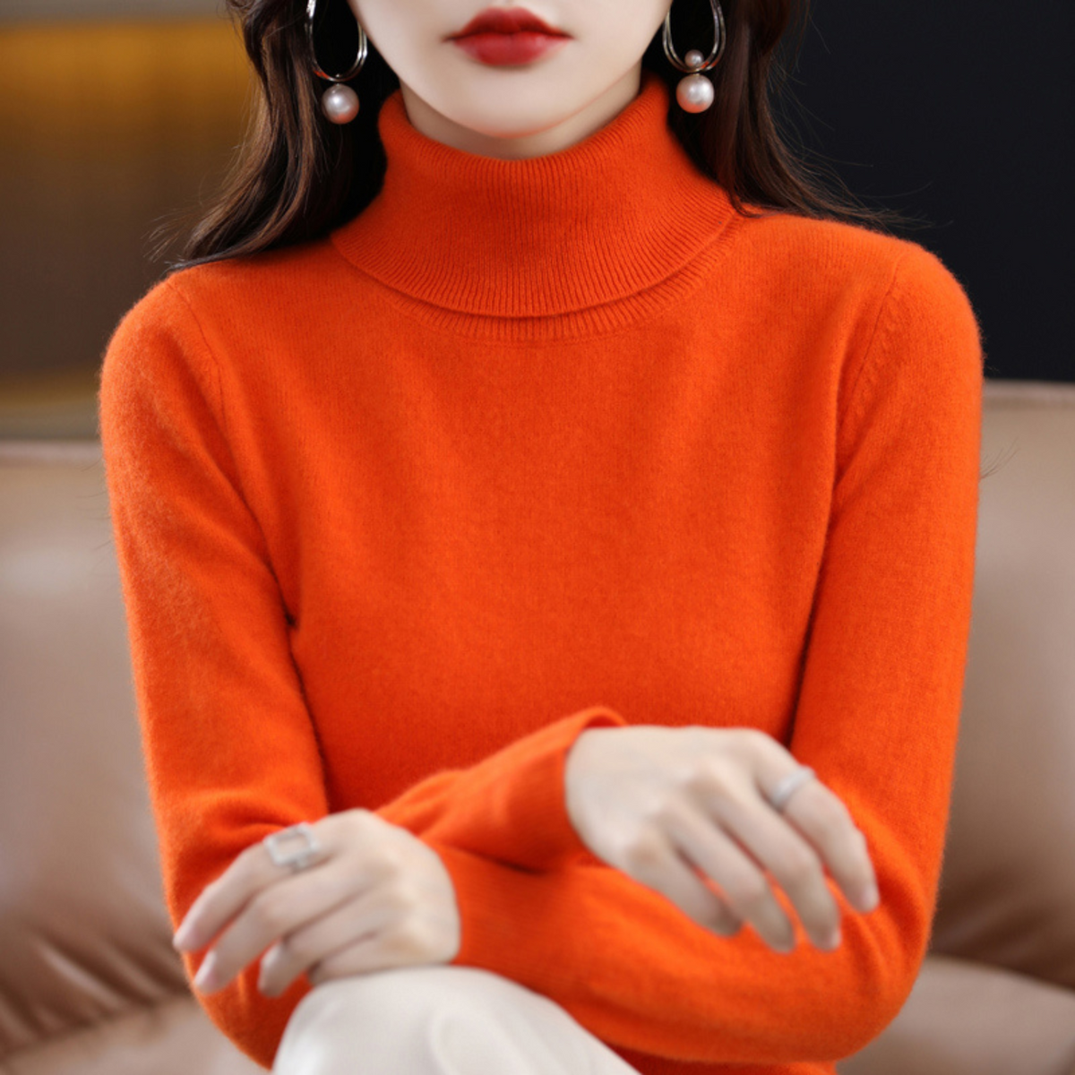 Luxe Kaschmir Damen Rollkragenpullover - Elena