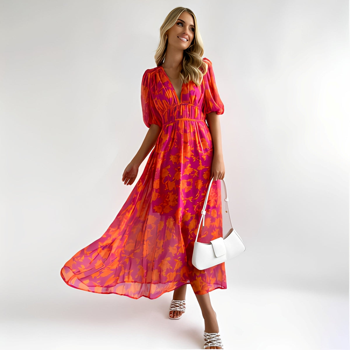 Louisa - Florales Lockeres Midikleid