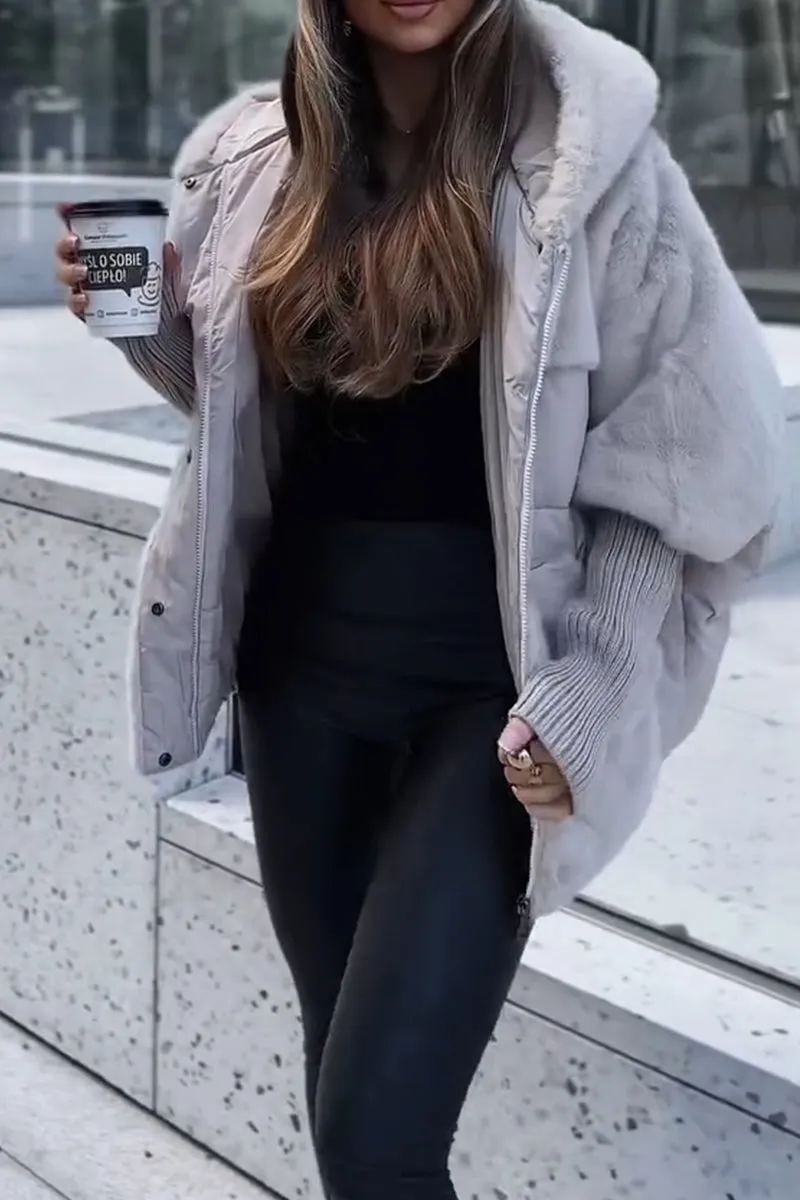 Sophie - Mehrfarbige Winter-Thermojacke mit Kapuze
