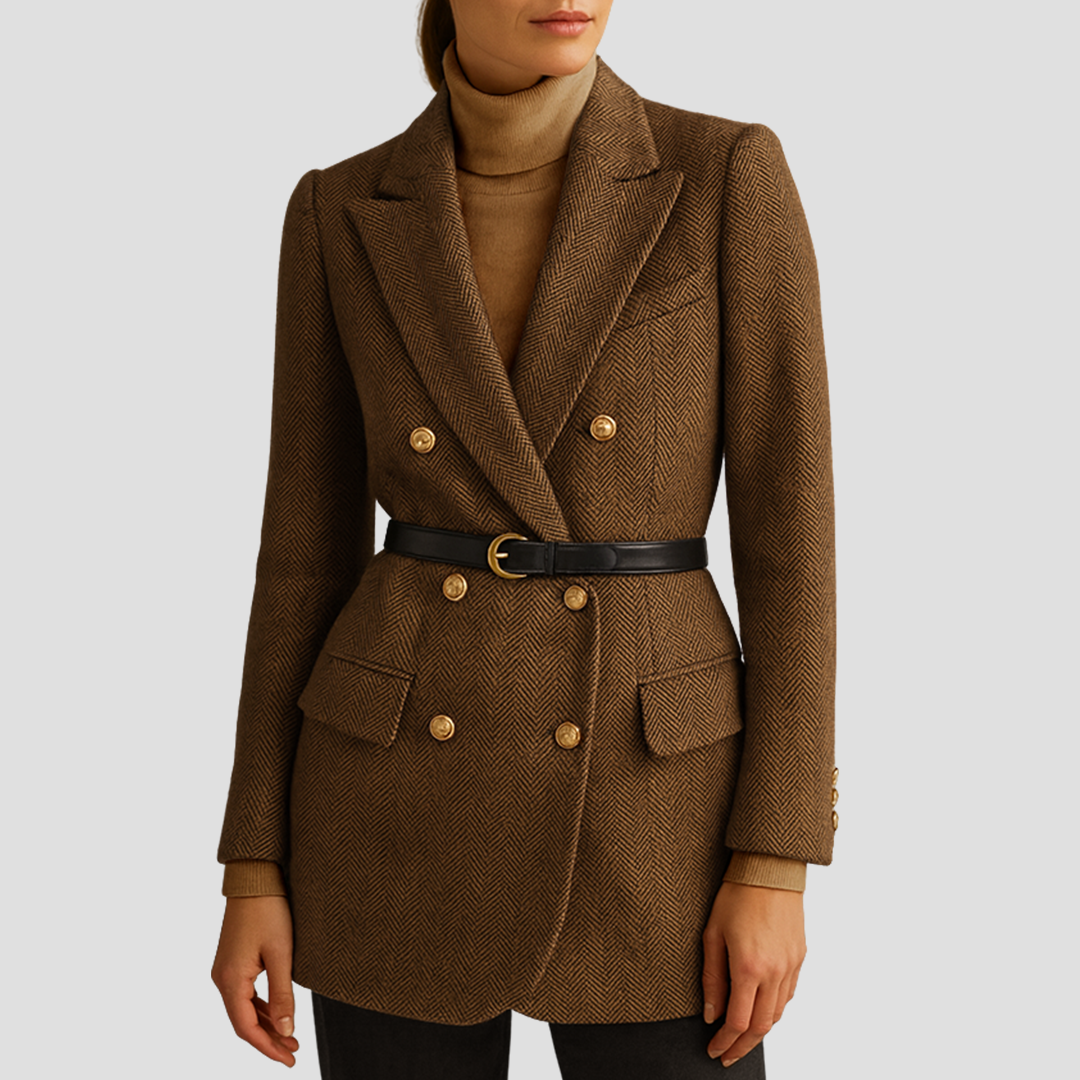 Gürtelter Tweed-Mantel