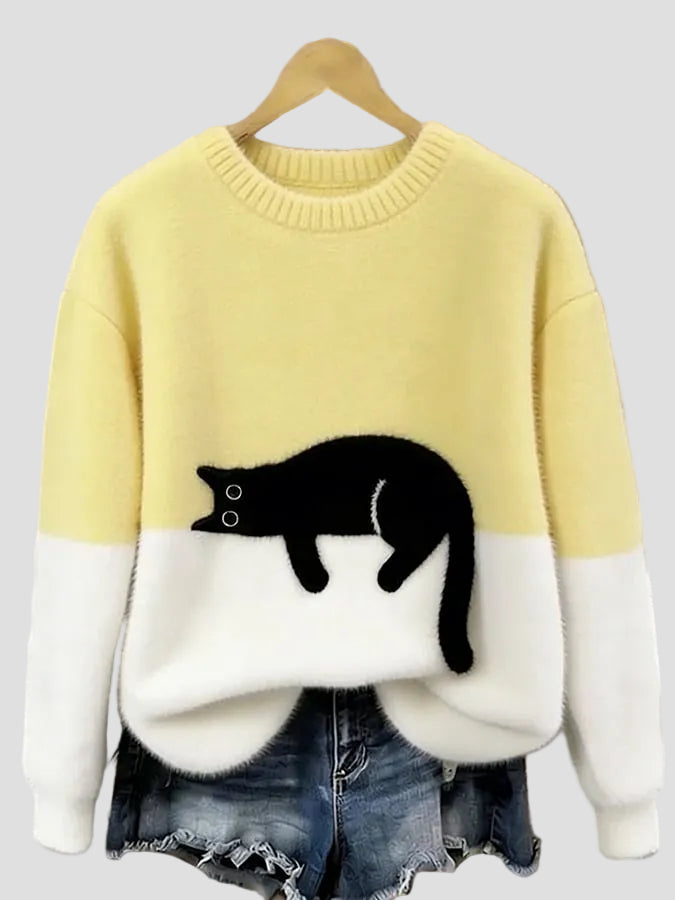 Luna | Damenpullover mit Katzenmotiv