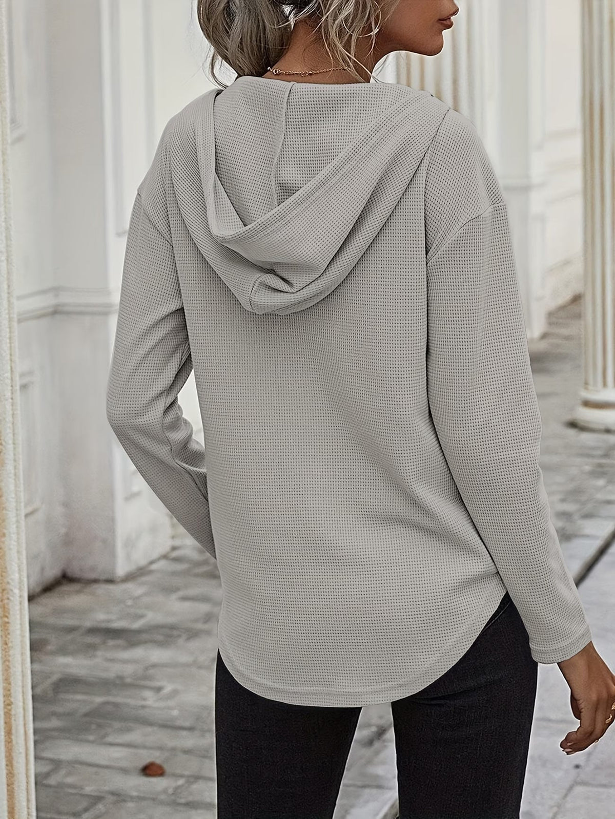 Seonie – Langarm Kapuzenpulli Mit V-ausschnitt
