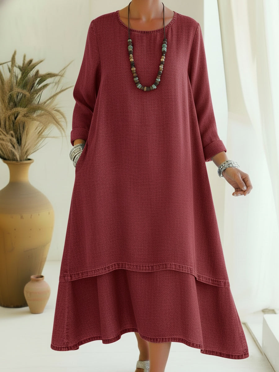 Petra | Zeitlos elegantes Midi-Kleid sanft fließend