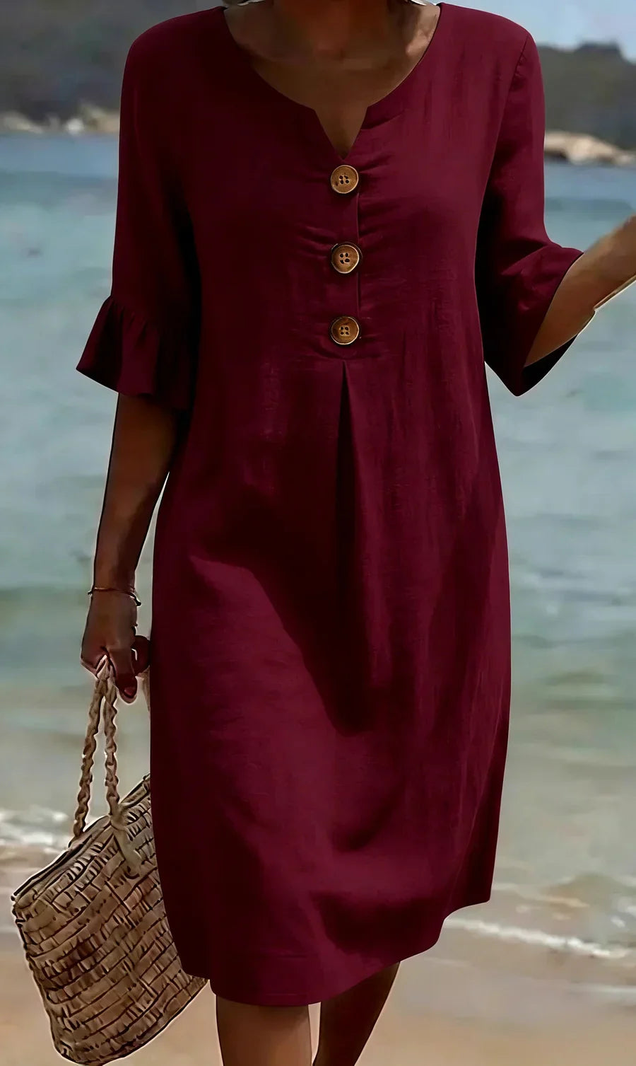 Mlaina – Elegantes Midikleid Mit Schaltfläche