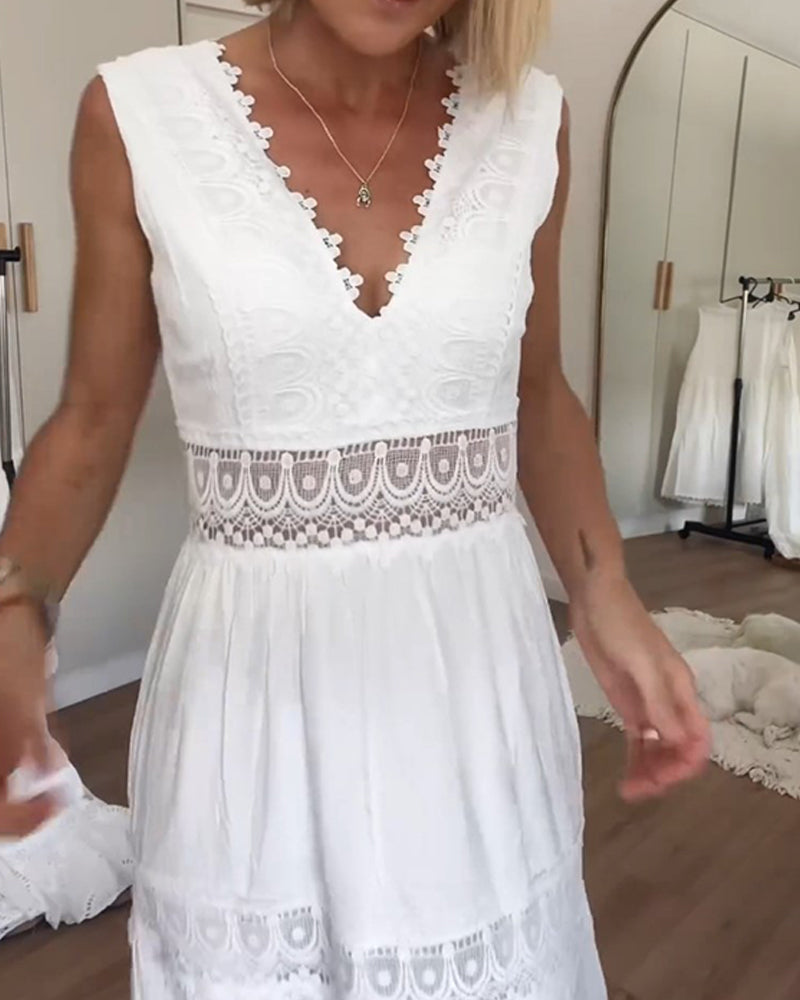 Stella™ - Bequemes V-Ausschnitt Spitzen-Topkleid