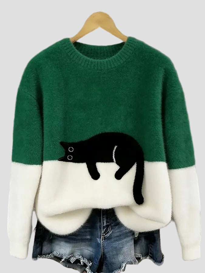 Luna | Damenpullover mit Katzenmotiv