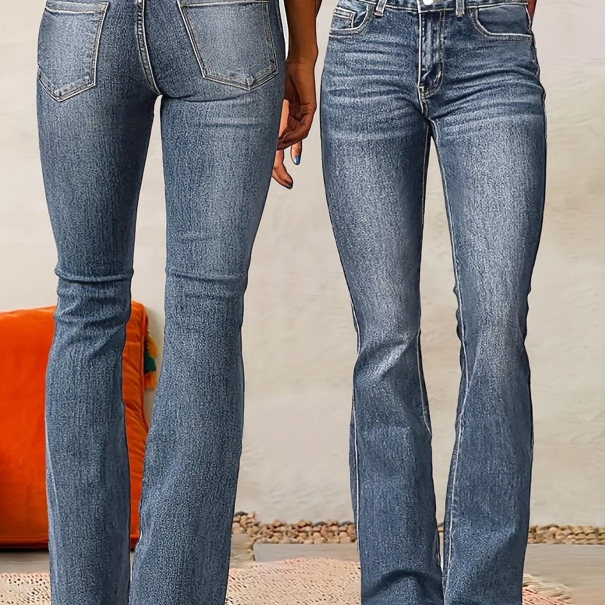 Evarra - Ausgestellte High-Waist-Jeans aus weichem Stretch