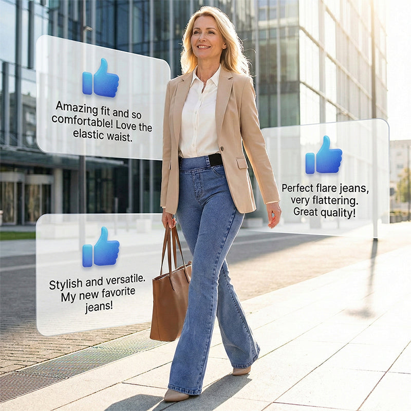 Damenjeans mit hohem Bund und dehnbaren Beinen