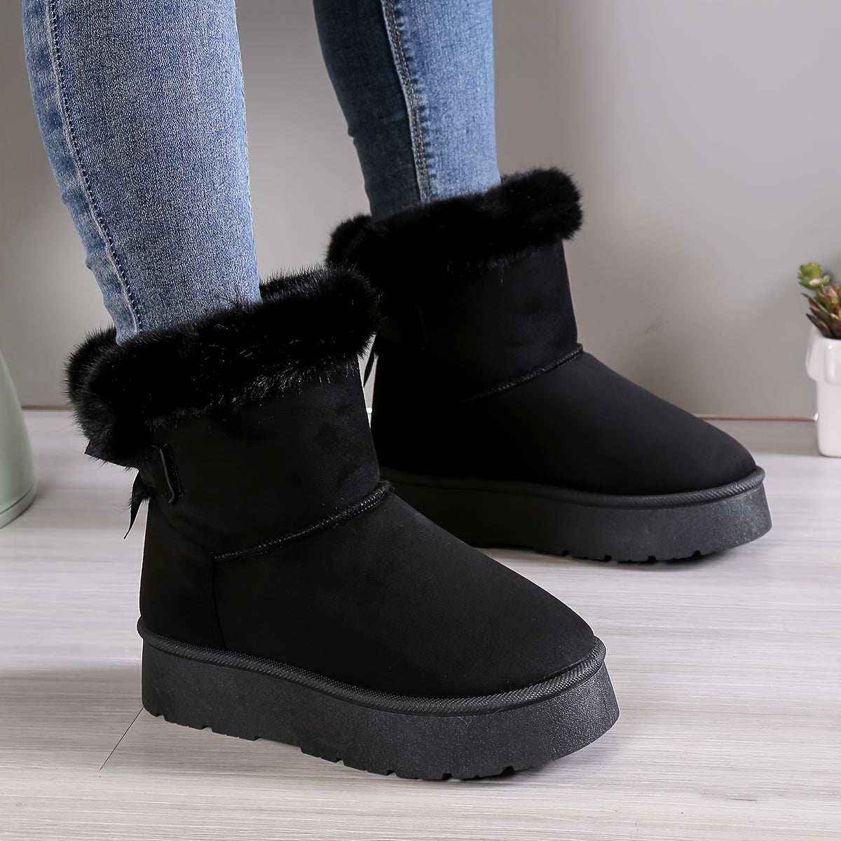 Nelia | Stilvoll Thermal gefüttert Plüsch Bowknot Stiefel