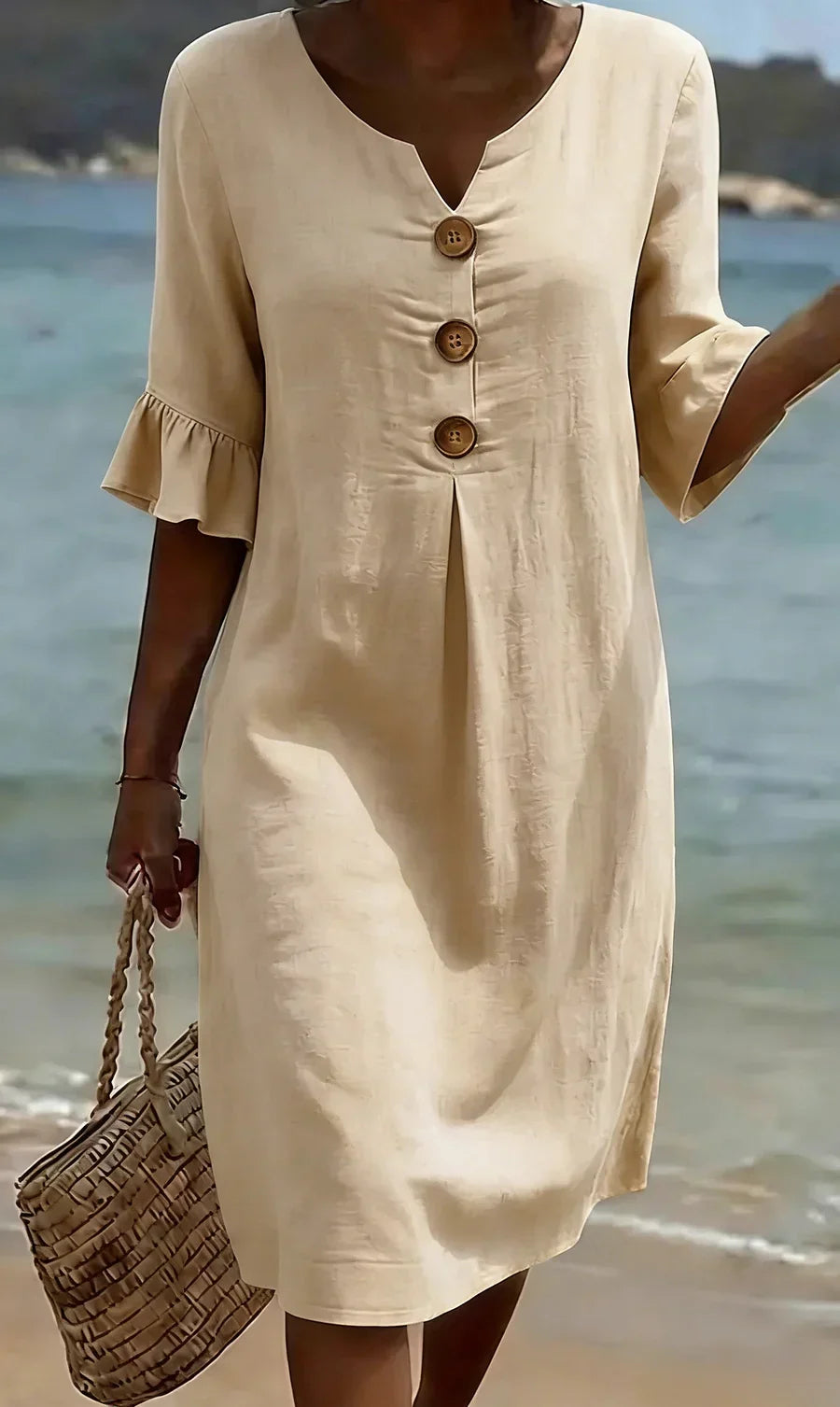 Mlaina – Elegantes Midikleid Mit Schaltfläche