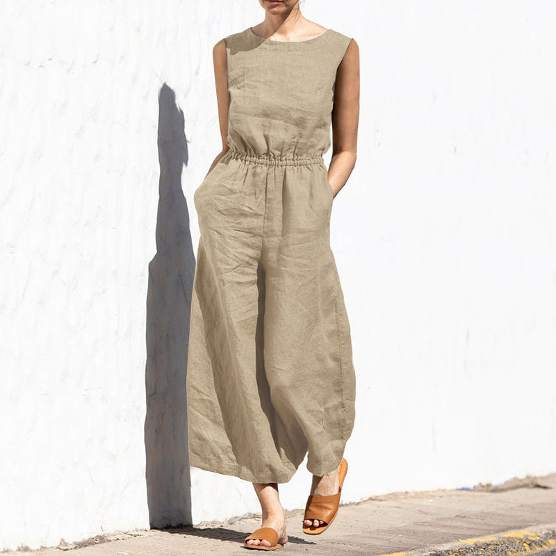 Gerader Jumpsuit mit Falten am Revers ohne Gürtel - Nora