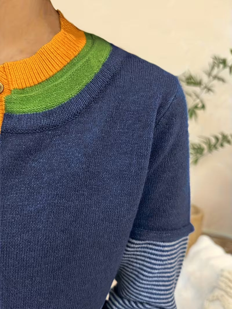 Lokina – Gestreifter Strickpullover im Farbe-Block-Schau