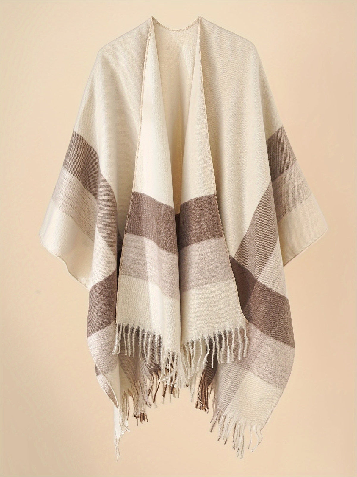Kyrine - Poncho Schal Mit Fransen Und Geometrischem Muster