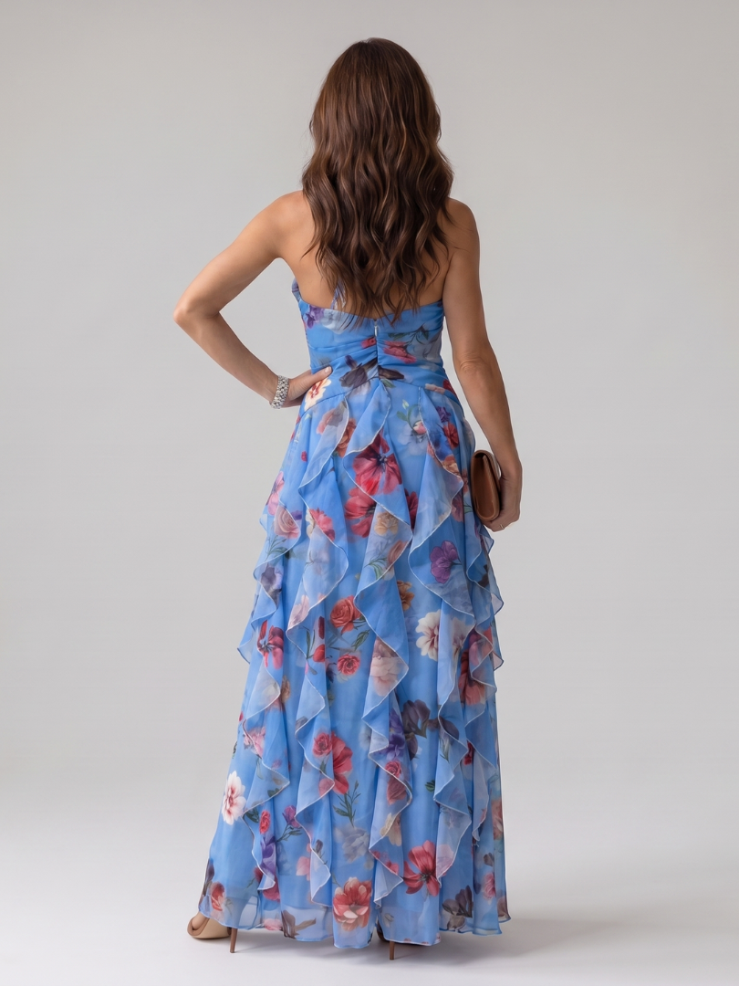 Nori | Halter Neck Rüschentop Floral Maxi Kleid