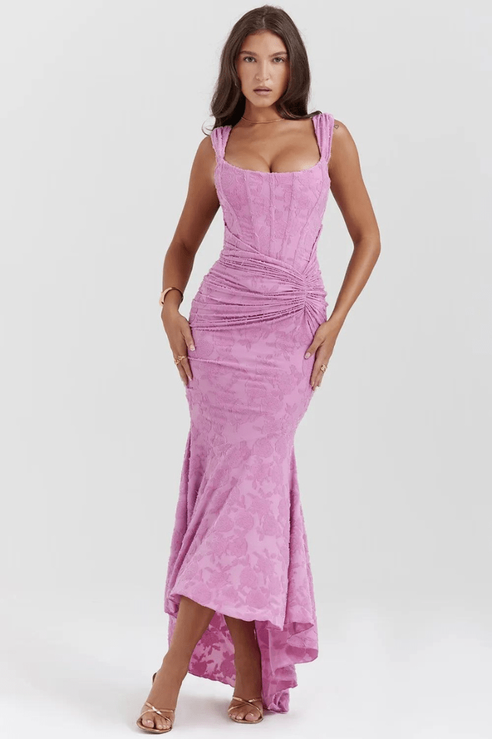 Annika | Damen Korsett Maxikleid Rüschen – Elegantes Korsett Maxi Kleid 2026
