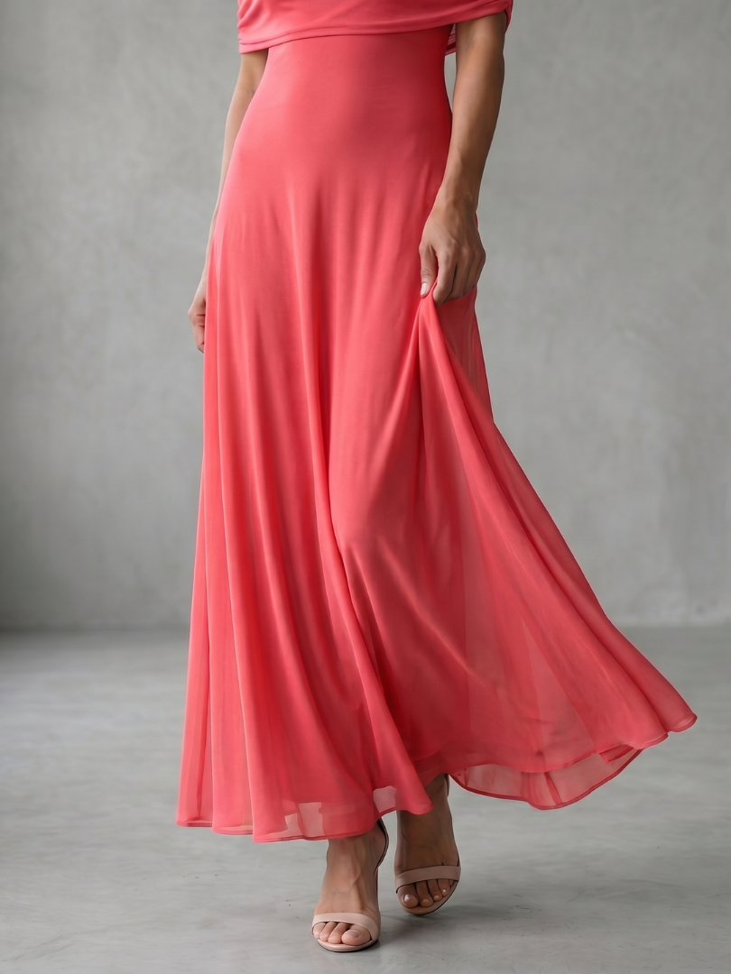 Juni | Off-Shoulder Drapiertes Midi-Kleid