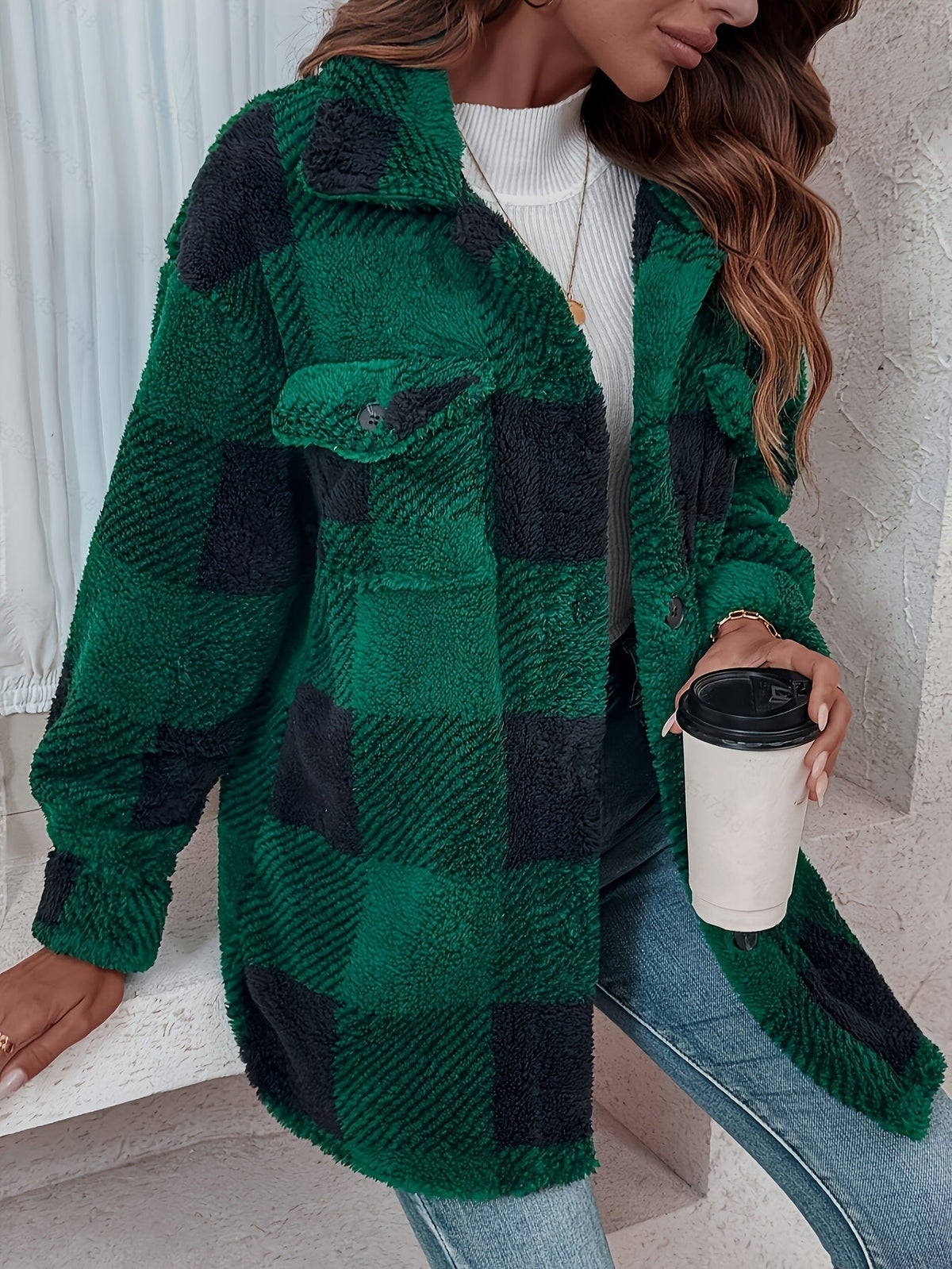 Elisa | Kuschelige Karo Fleecejacke Damen Stil