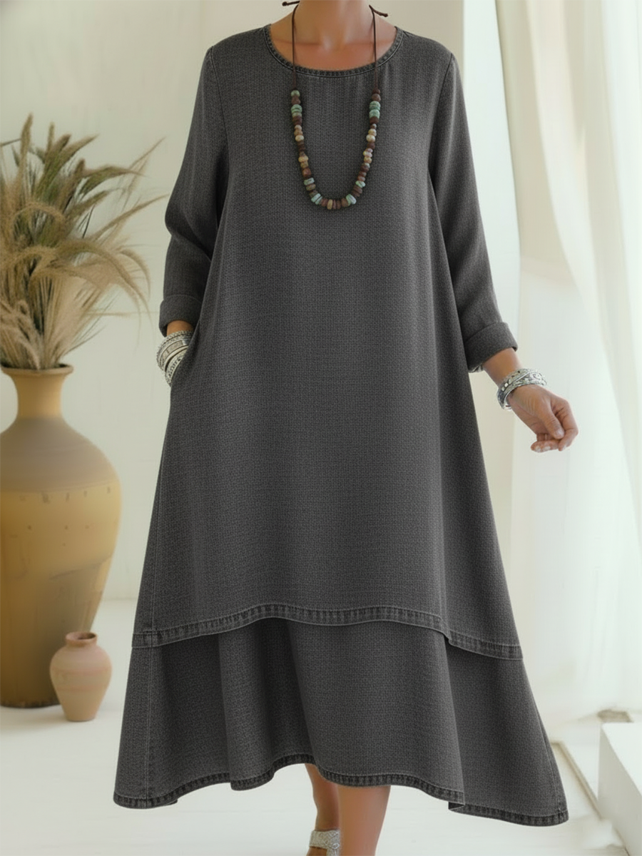 Petra | Zeitlos elegantes Midi-Kleid sanft fließend