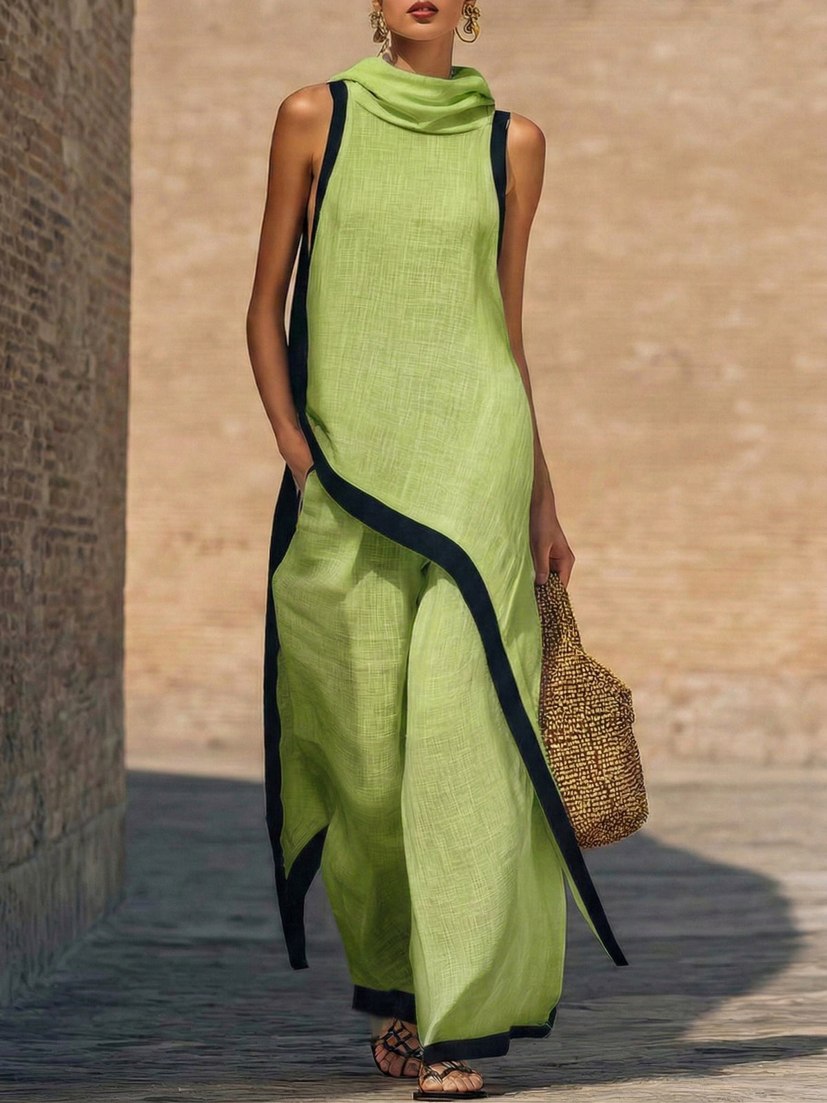 Maranta - Set aus asymmetrischer Tunika und Wide-Leg-Hose
