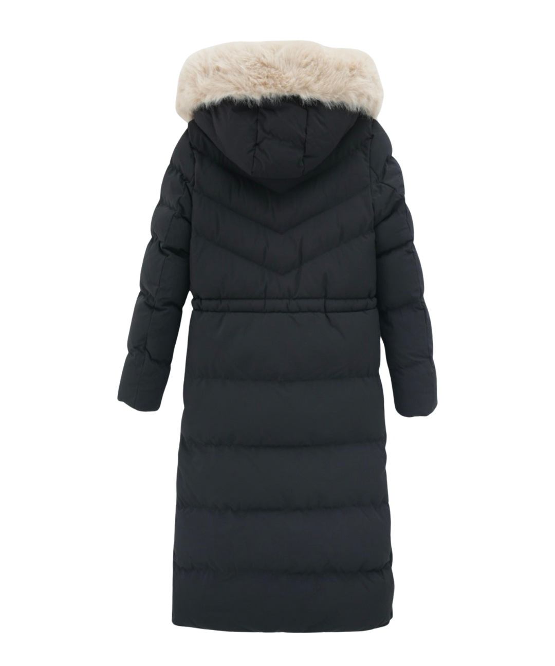 Damen Wintermantel | Lange Steppjacke | Warm Gefüttert | Kapuze mit Imitationsfell
