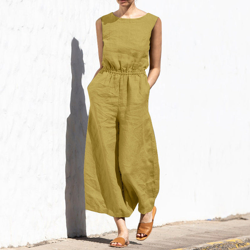 Gerader Jumpsuit mit Falten am Revers ohne Gürtel - Nora