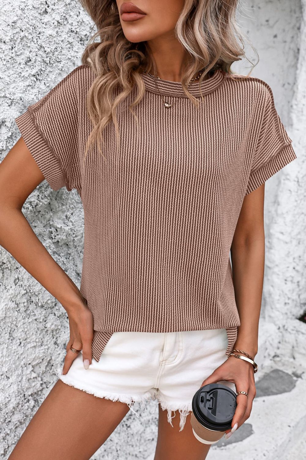 Cleo | Kurzarm-T-Shirt mit Streifen und Rundhalsausschnitt