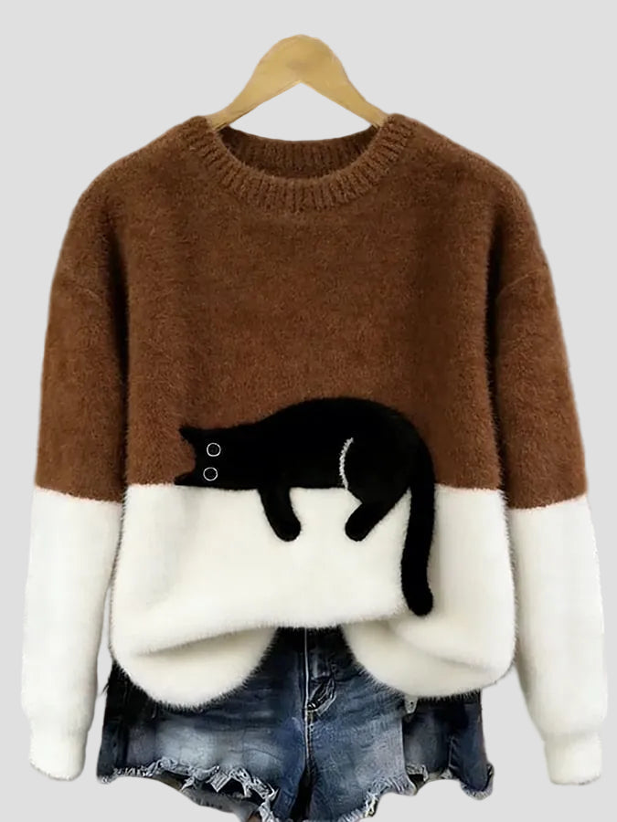 Luna | Damenpullover mit Katzenmotiv