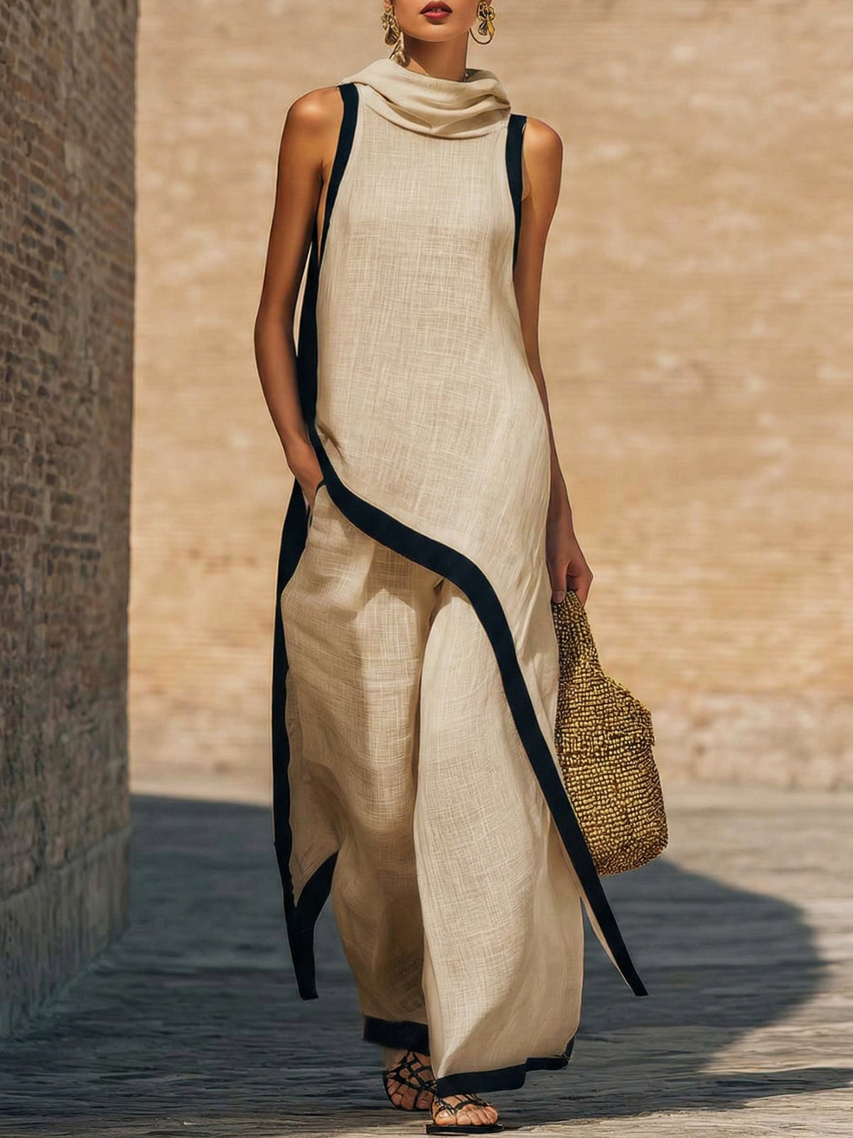 Maranta - Set aus asymmetrischer Tunika und Wide-Leg-Hose