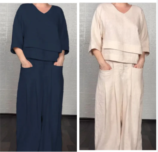 Noa | Damen Weites Minimalistisches Zweiteiler-Set – Minimal Set Wide Leg