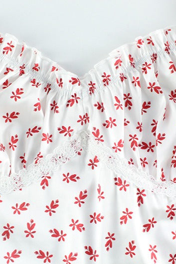 Florales Satin Spitze Maxikleid