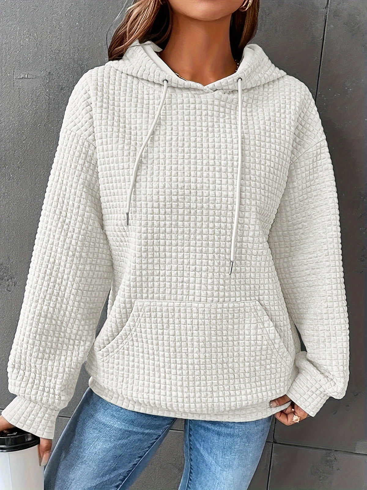 Mila | Waffelstrick Kapuzenpullover Damen
