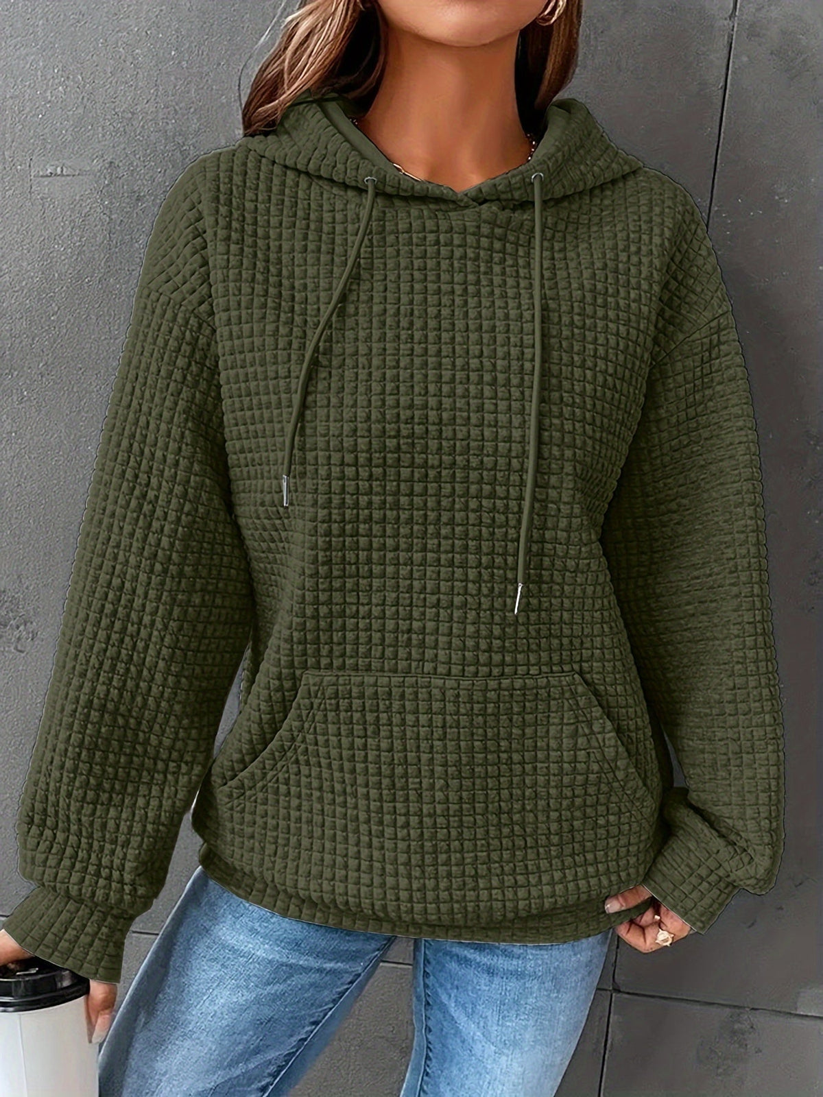 Mila | Waffelstrick Kapuzenpullover Damen