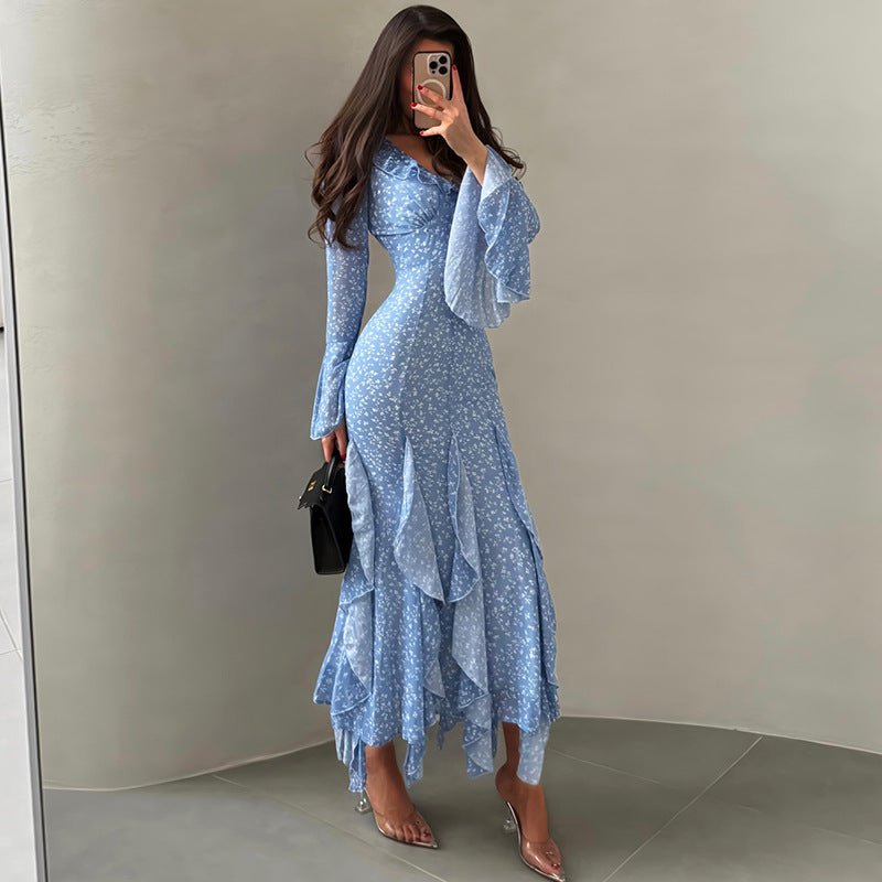 Abendkleid Damen Maxi Elegant mit Volants