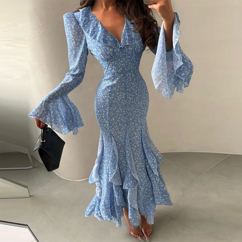 Abendkleid Damen Maxi Elegant mit Volants