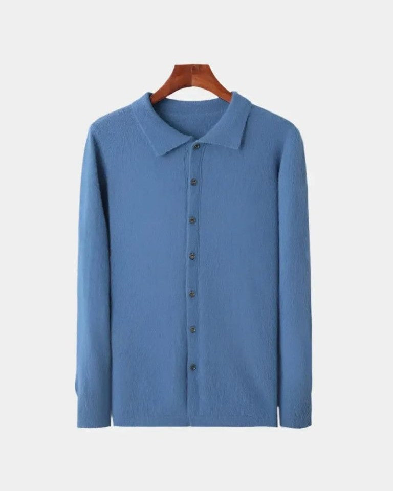 Adam | Herren Polo-Strickjacke – Gestrickte Polo Cardigan Herren