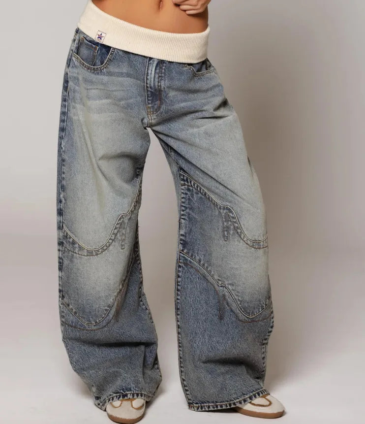Baggy Jeans Damen | Statement-Nähte & Komfortbund