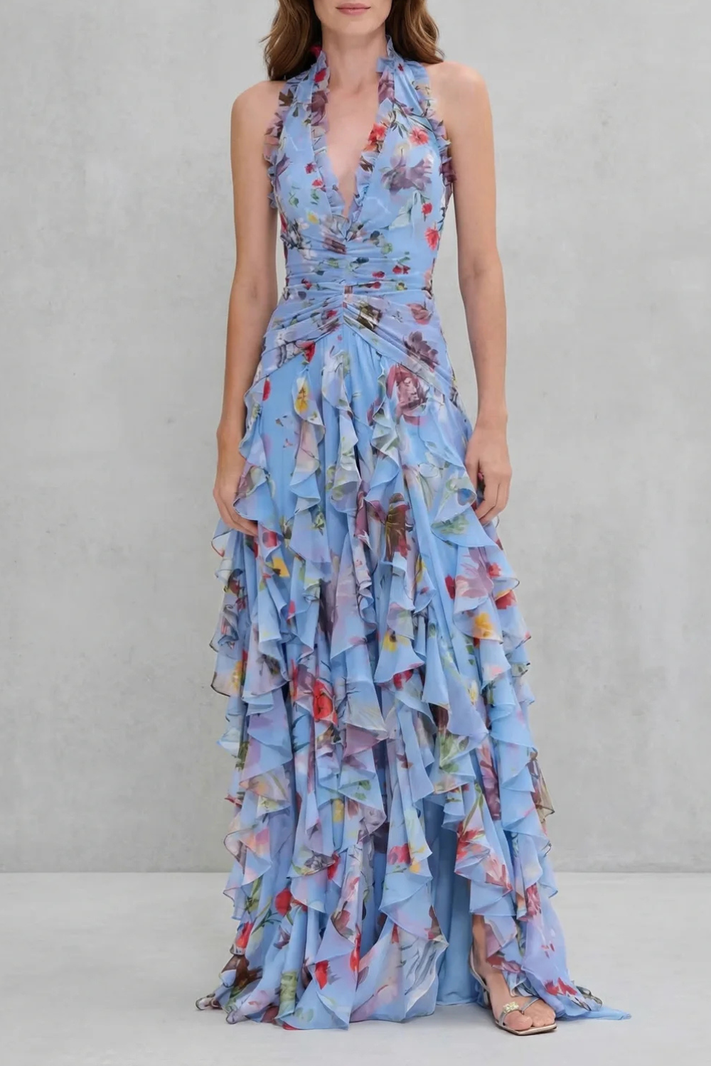 Belladina Verzauberndes Rosen-Kaskaden-Halter-Maxikleid